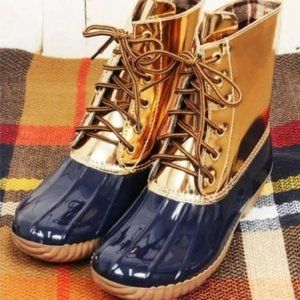 Yoki Rose Gold Metallic Duck Boots